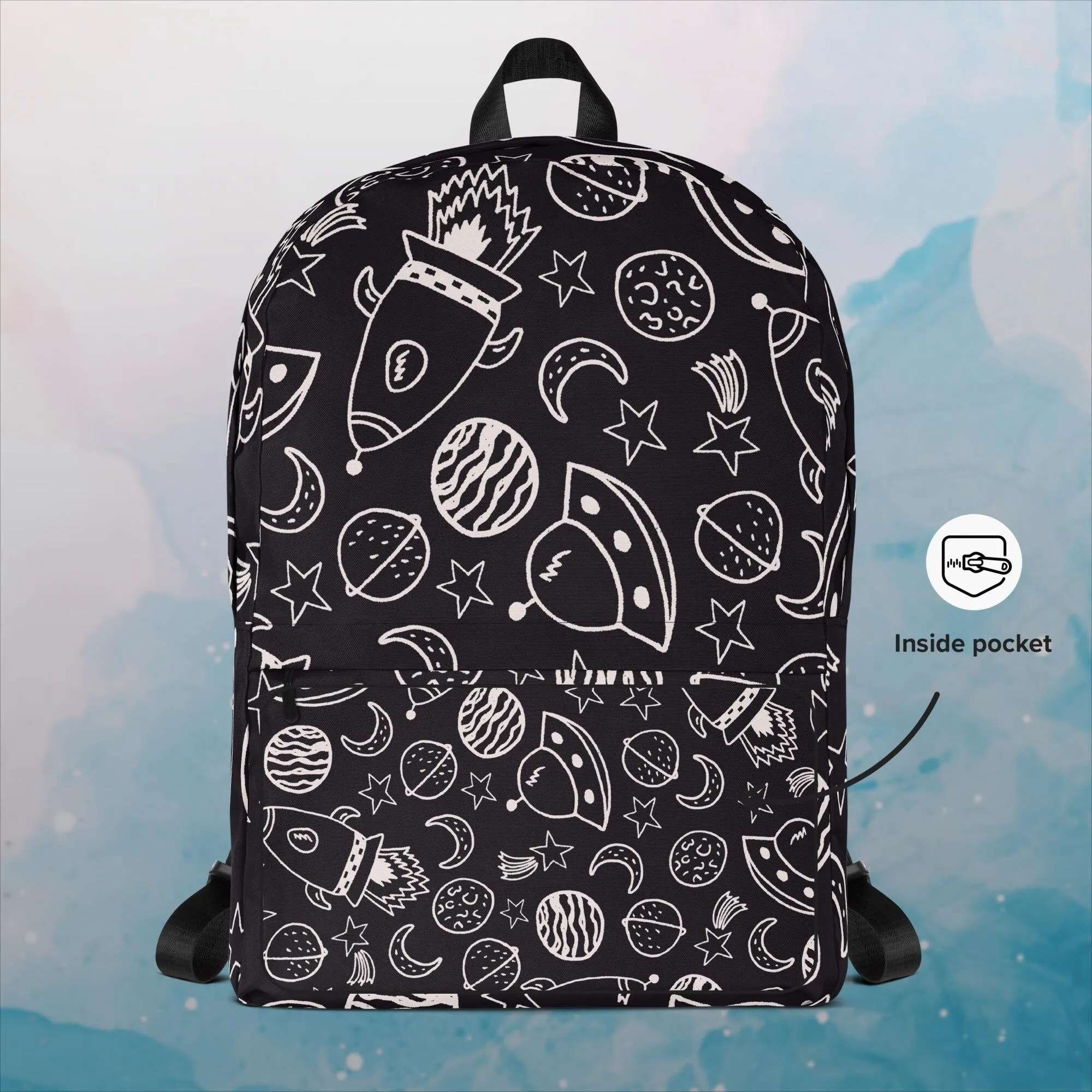 Rocket Ships and Planets Printed Backpack