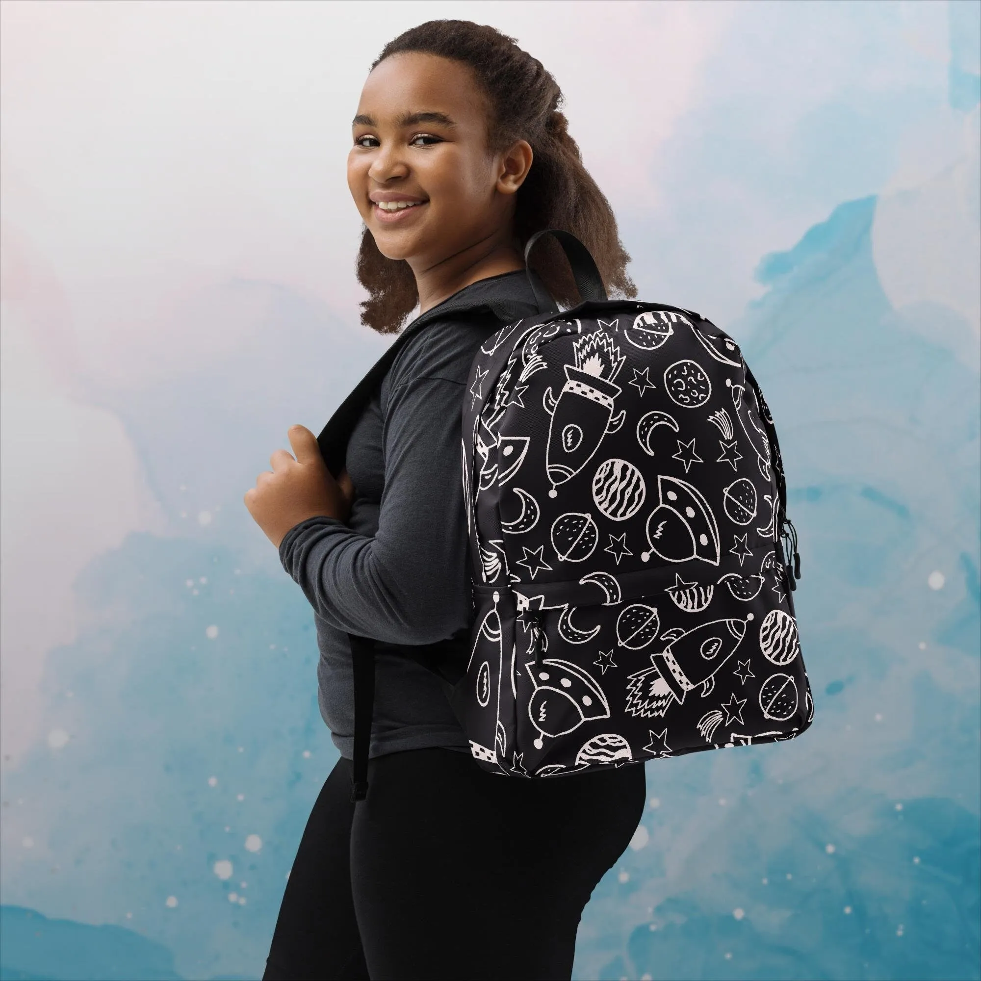 Rocket Ships and Planets Printed Backpack