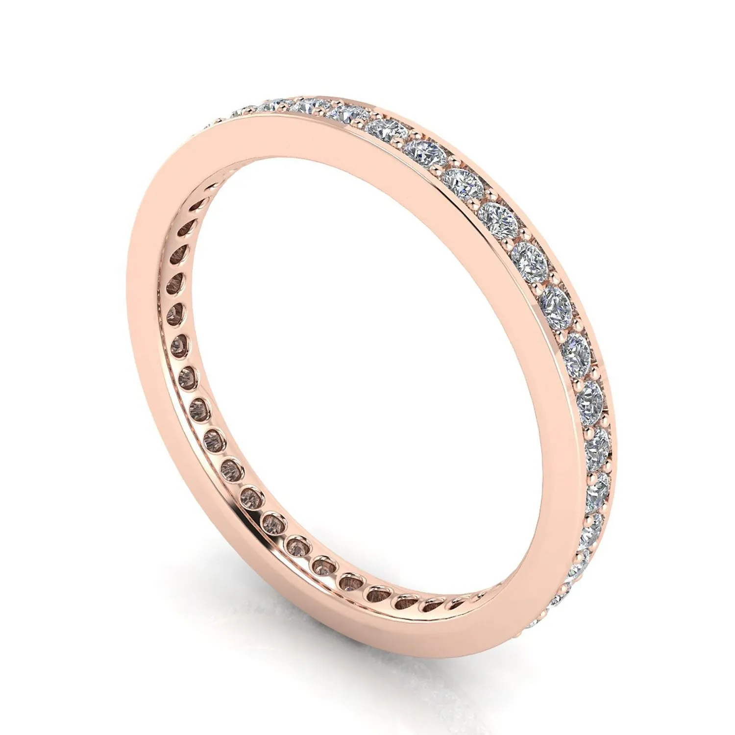 Round Brilliant Cut Diamond Channel Pave Set Eternity Ring In 14k Rose Gold  (0.83ct. Tw.) Ring Size 4