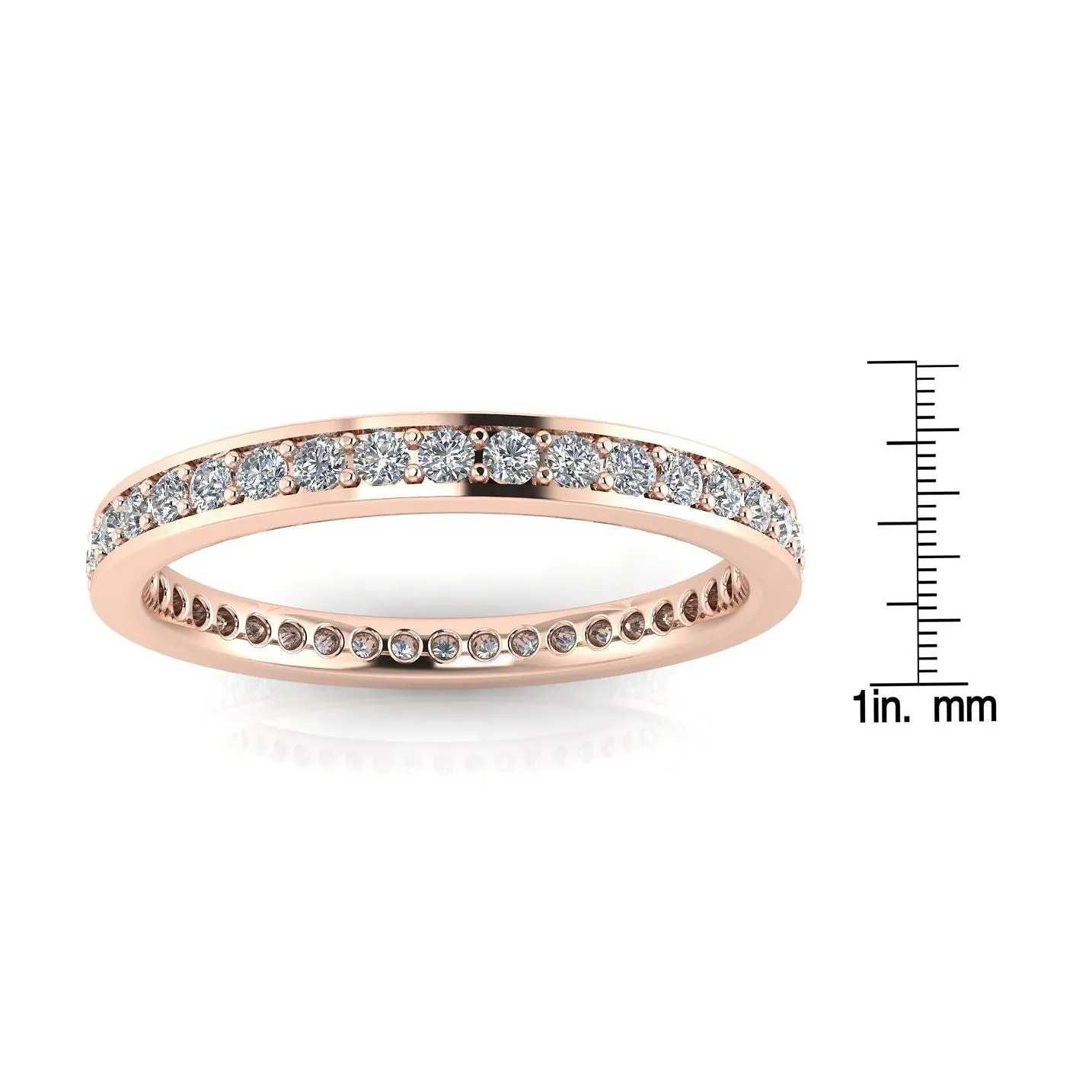 Round Brilliant Cut Diamond Channel Pave Set Eternity Ring In 14k Rose Gold  (0.83ct. Tw.) Ring Size 4