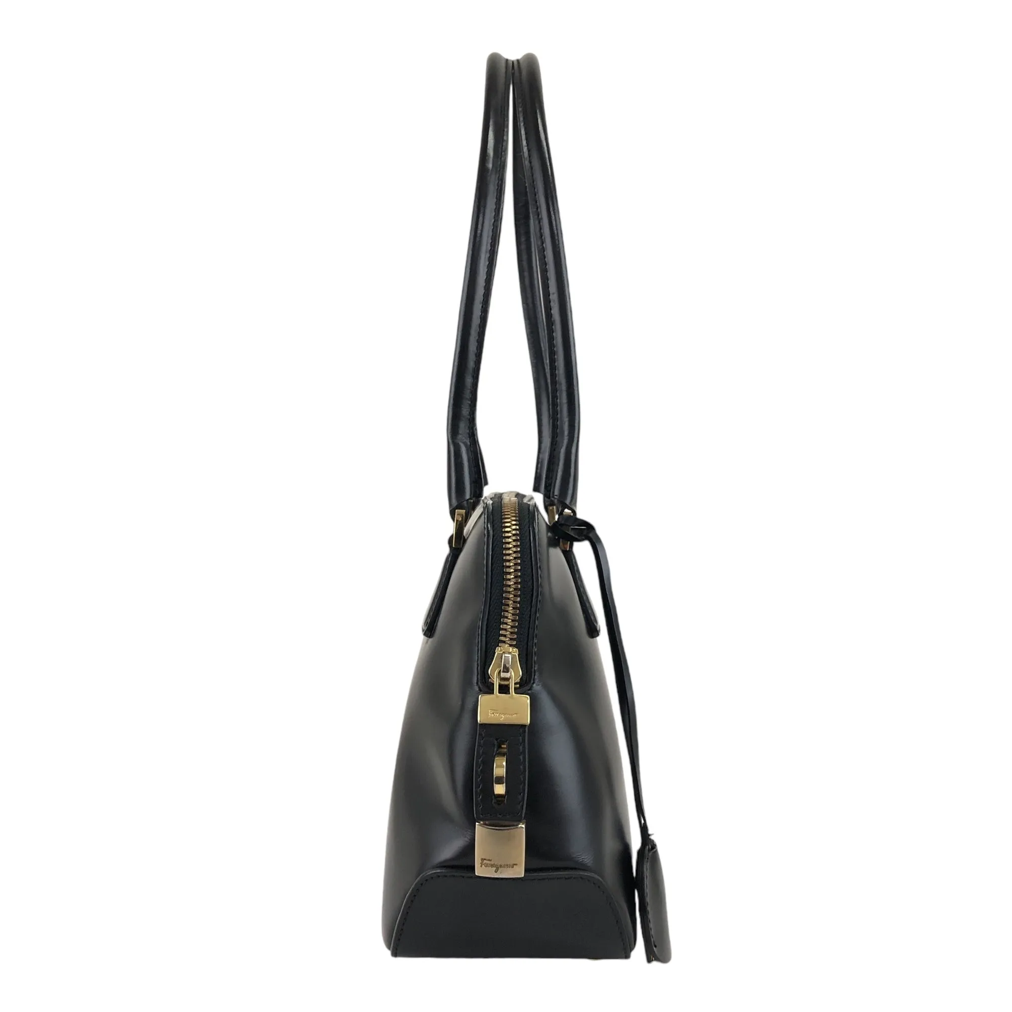 Salvatore Ferragamo Gancini Padlock Handbag Black Vintage dckiph