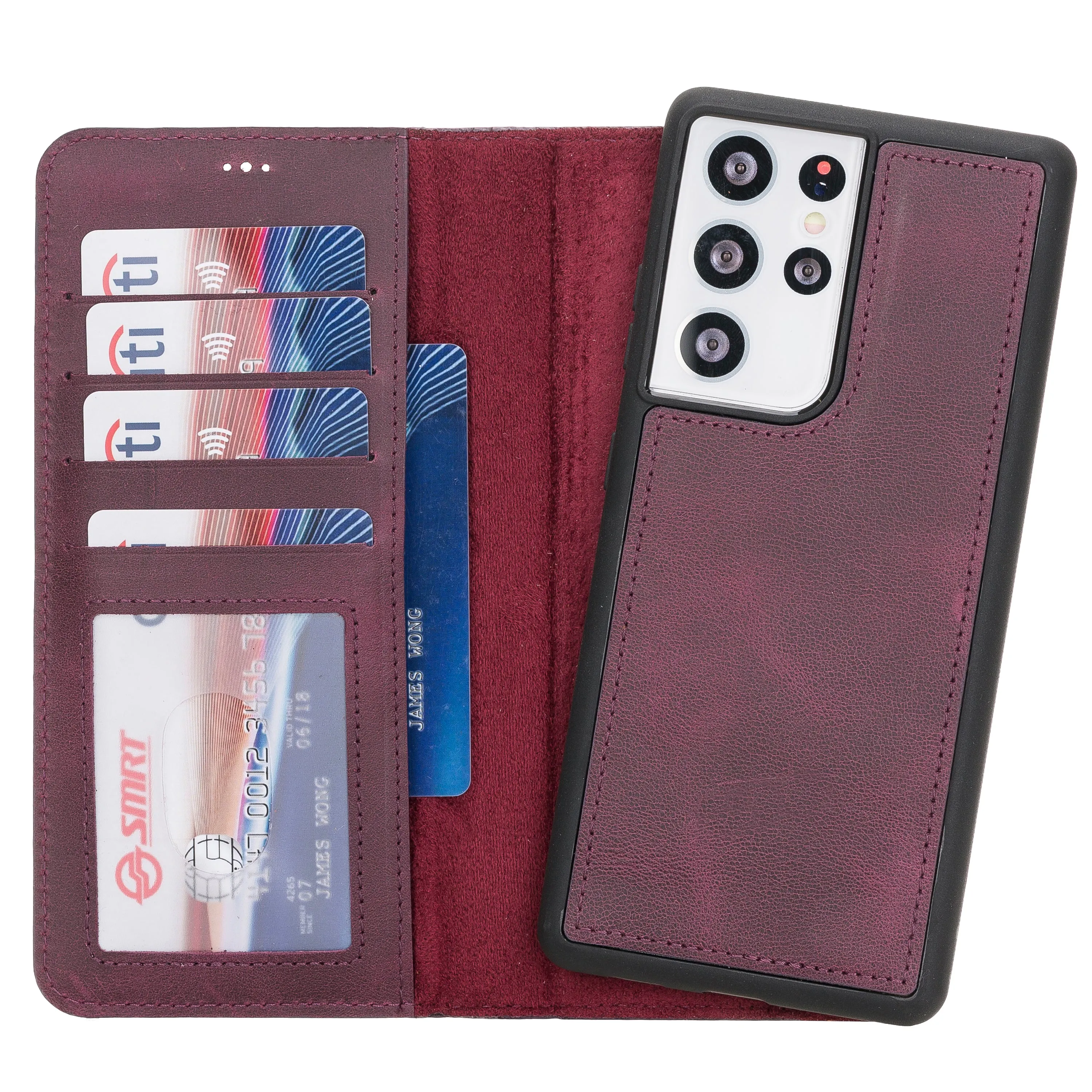 Samsung Galaxy S21 Ultra Magnetic Detachable Leather Wallet Case