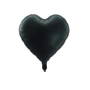 Satin Luxe Black Heart Shaped Foil Balloon, 18 Inches, 1 Count