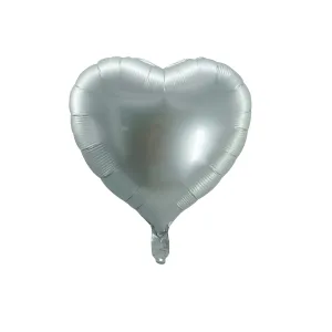 Satin Luxe Silver Heart Shaped Foil Balloon, 18 Inches, 1 Count