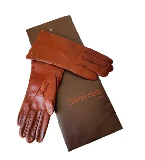 Sermoneta Brown Leather Gloves Size 7 New