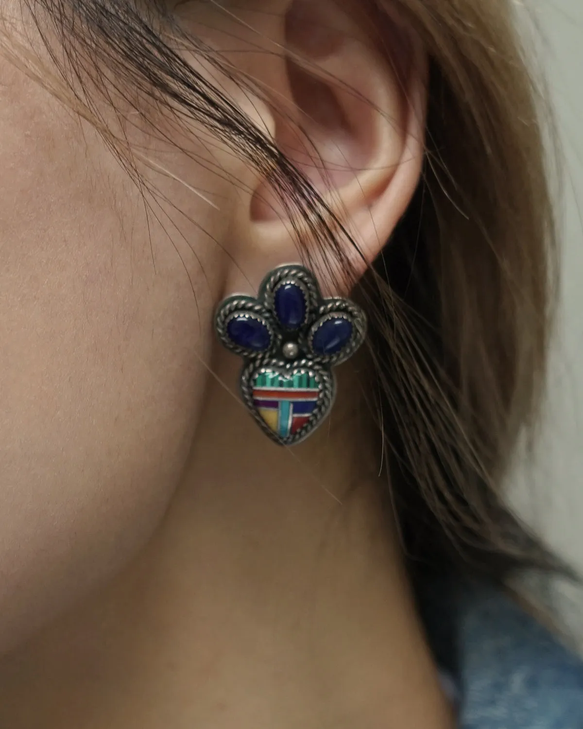 Silver Earrings w/ Multi Stones