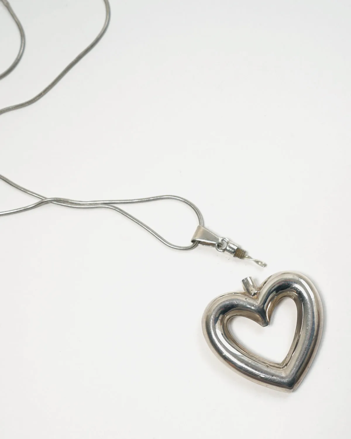 Silver Necklace w/ Heart Perfume Bottle