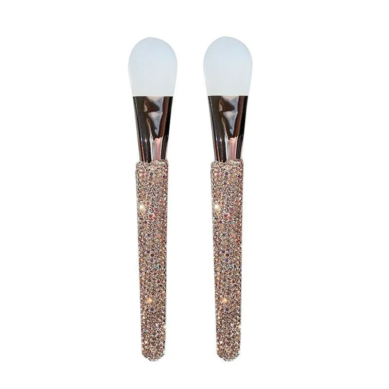 Sparkling Silicone Masks Brush Soft Foundation Mud Mixing Applicator Facial Face Mask Brushes Rhinestone Handle Cosmetic Kit