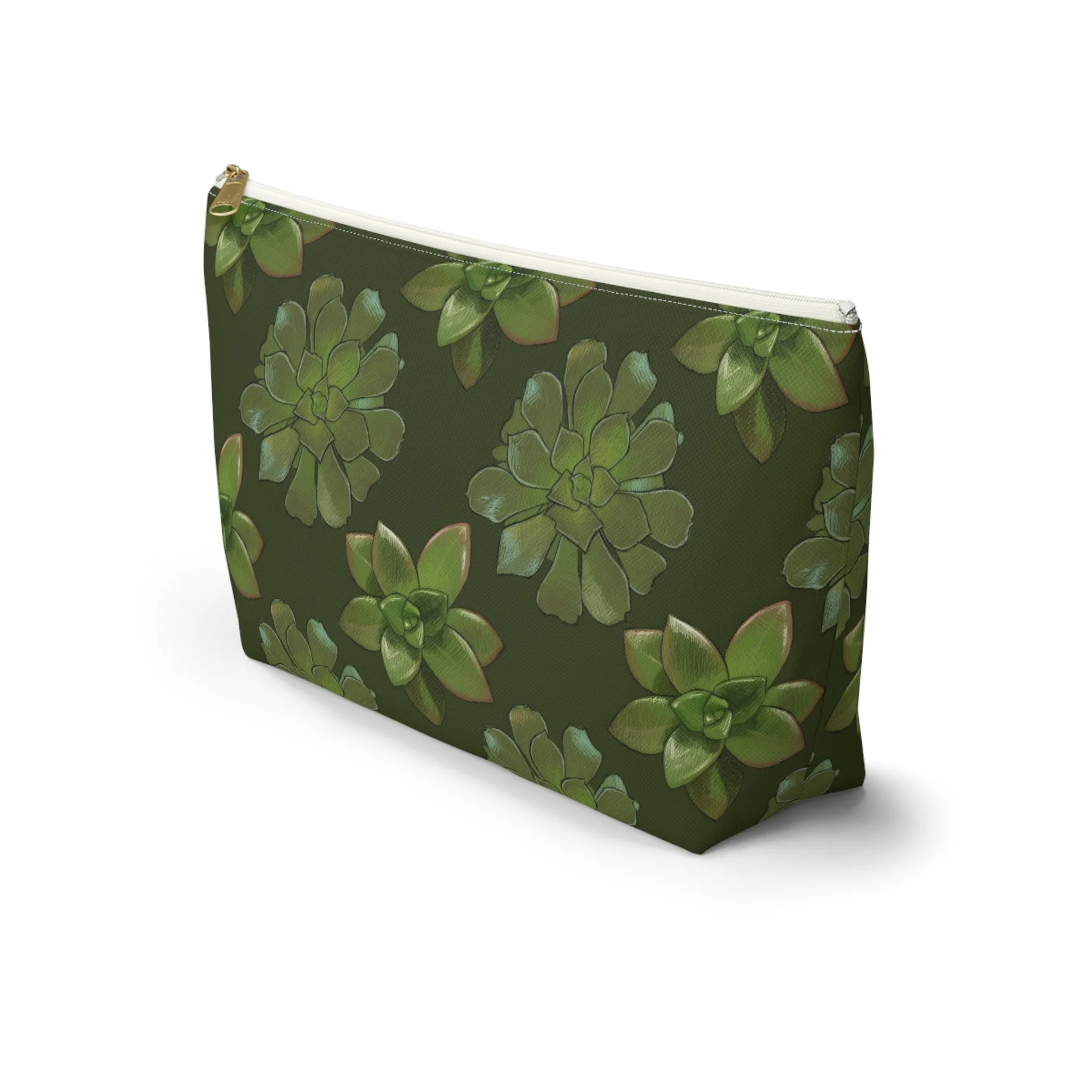 Succulents Pattern Bag - Accessory Pouch w T-bottom