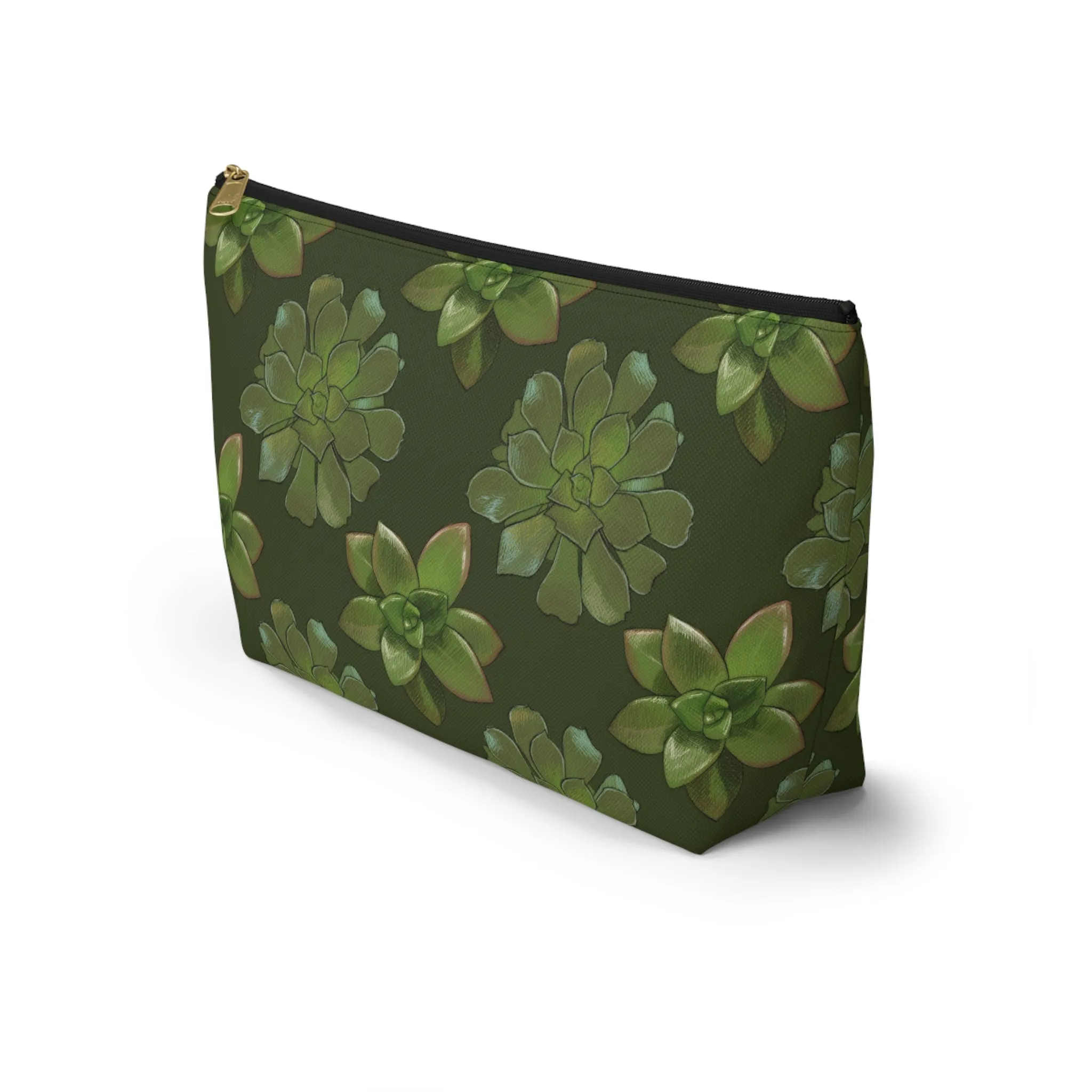 Succulents Pattern Bag - Accessory Pouch w T-bottom