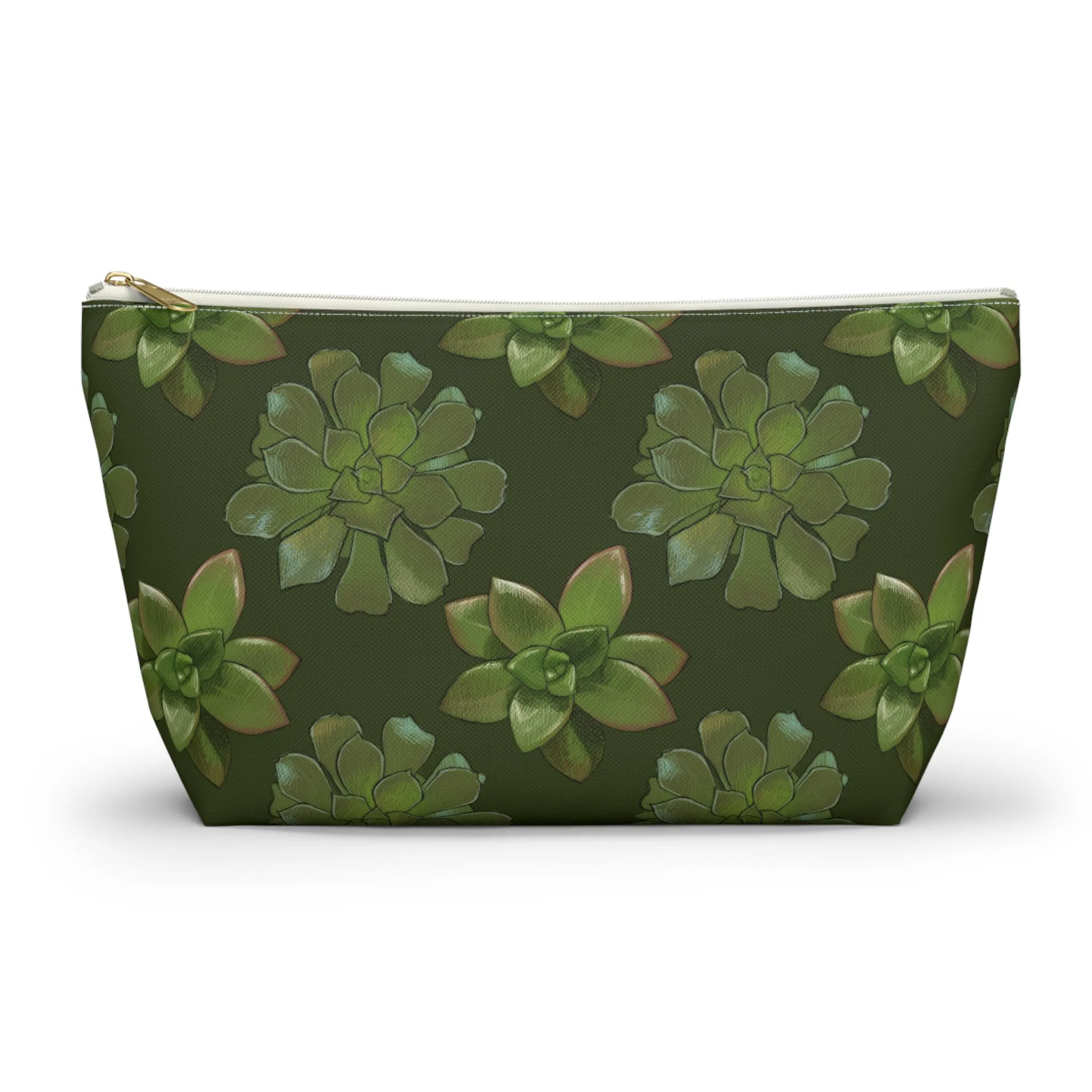 Succulents Pattern Bag - Accessory Pouch w T-bottom