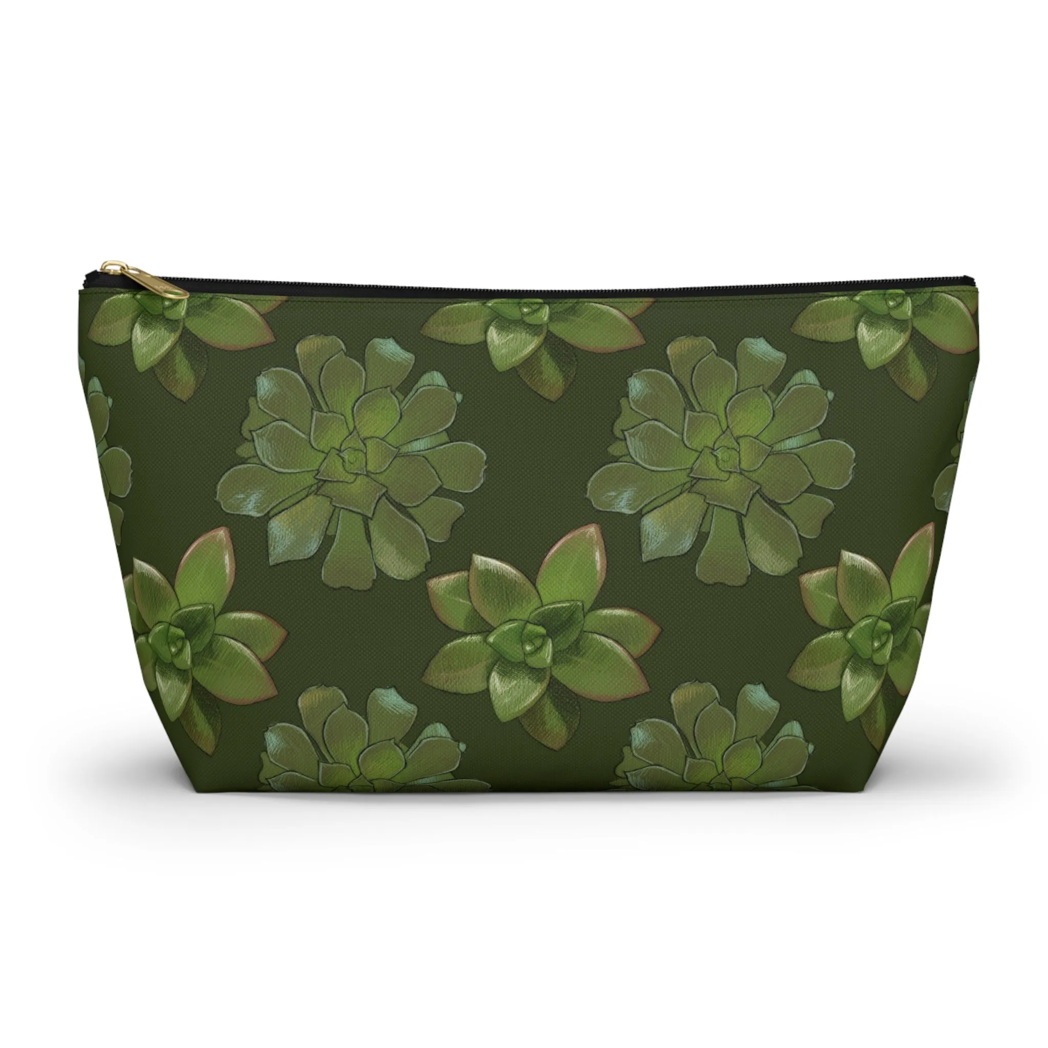 Succulents Pattern Bag - Accessory Pouch w T-bottom