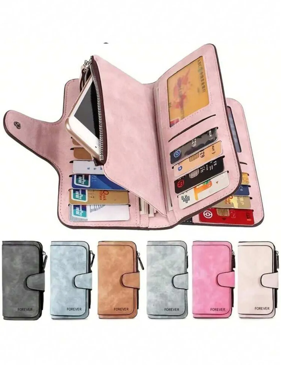 Suede Women Wallet Pimk