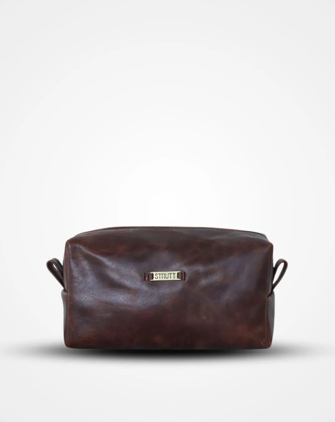 The Crushed Brown Leather Travel Toiletry Bag II DOPP Kit