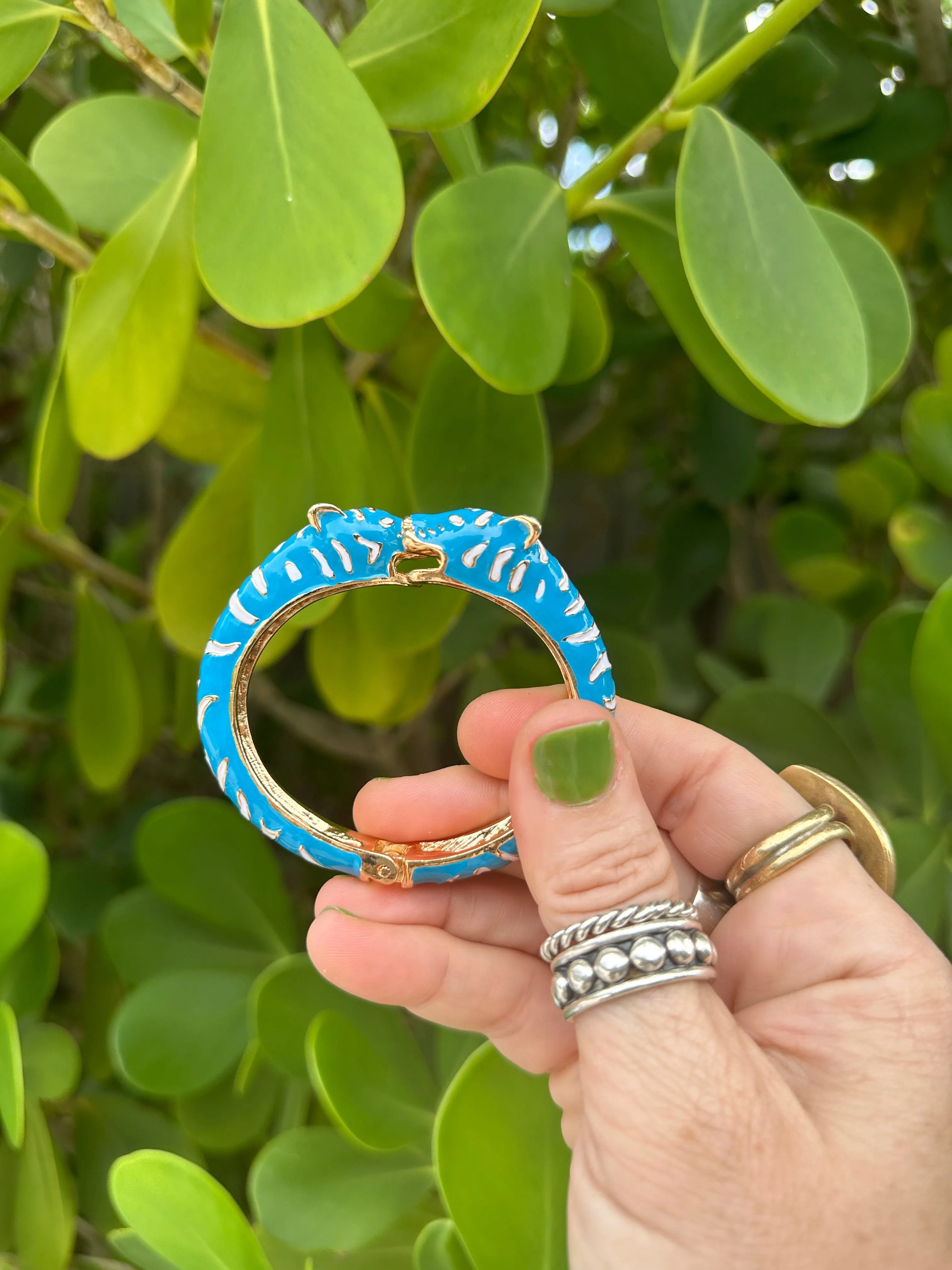 Tigress Enamel Gold Cuff Bracelet