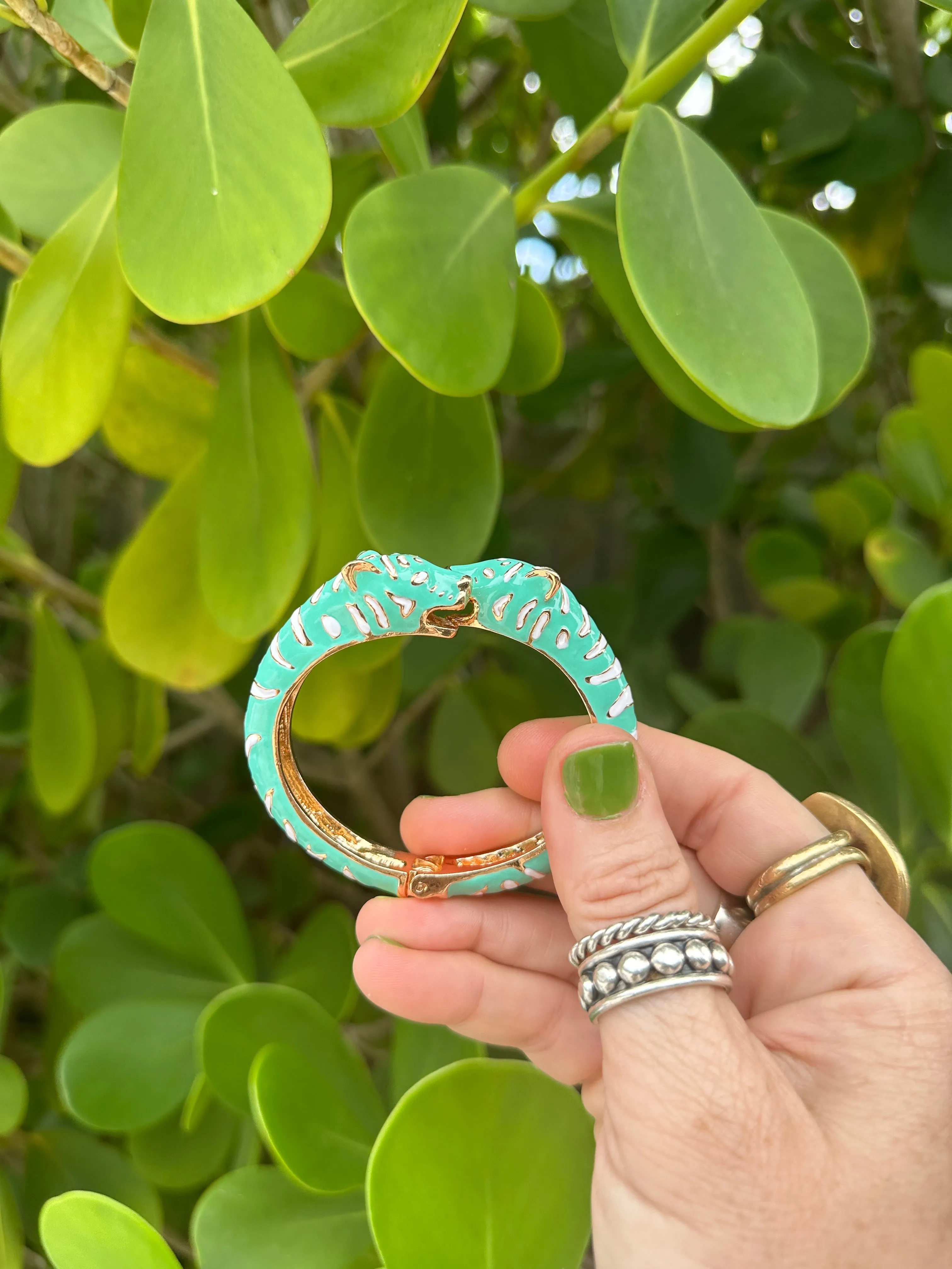 Tigress Enamel Gold Cuff Bracelet