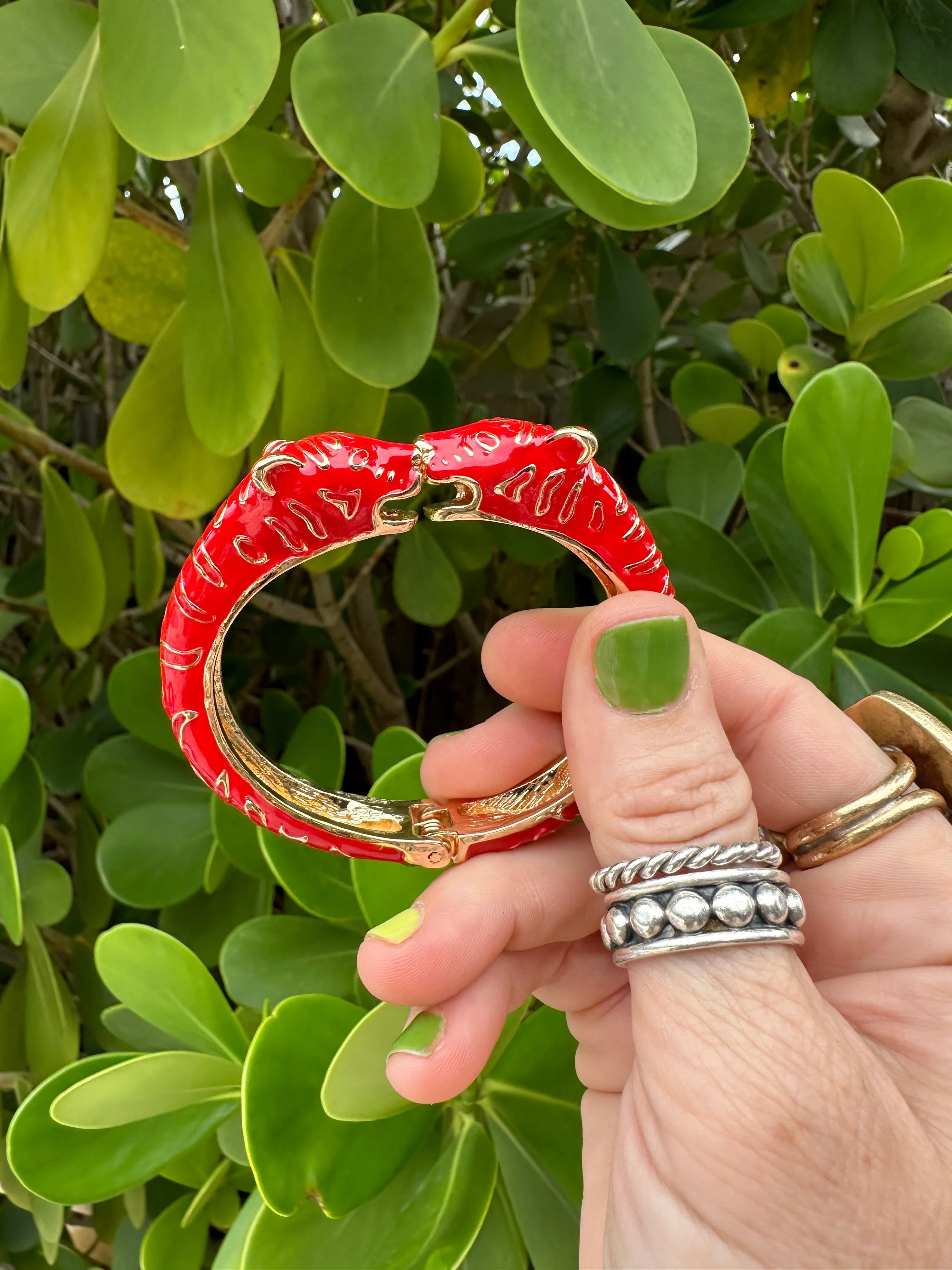 Tigress Enamel Gold Cuff Bracelet