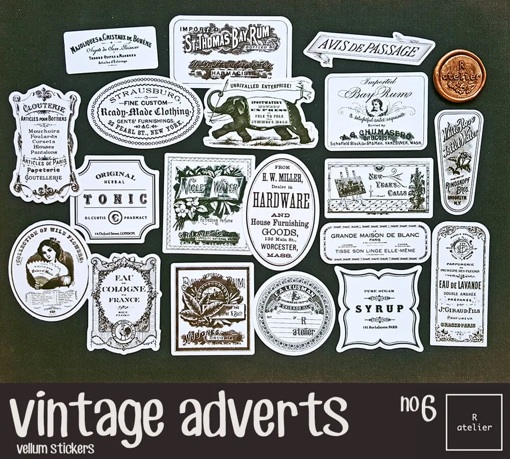 vintage adverts (6) | vellum stickers