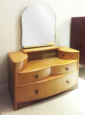 Vintage Bird's Eye Wood Vanity Dresser