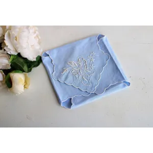 Vintage Blue Bun Warmer With Embroidered Flowers