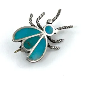 Vintage Blue Gem Bug Pin