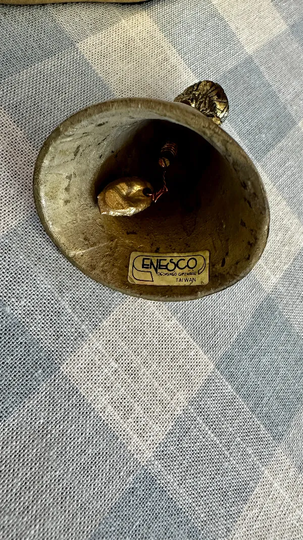 Vintage Brass Bell With Cat Figurine Handle