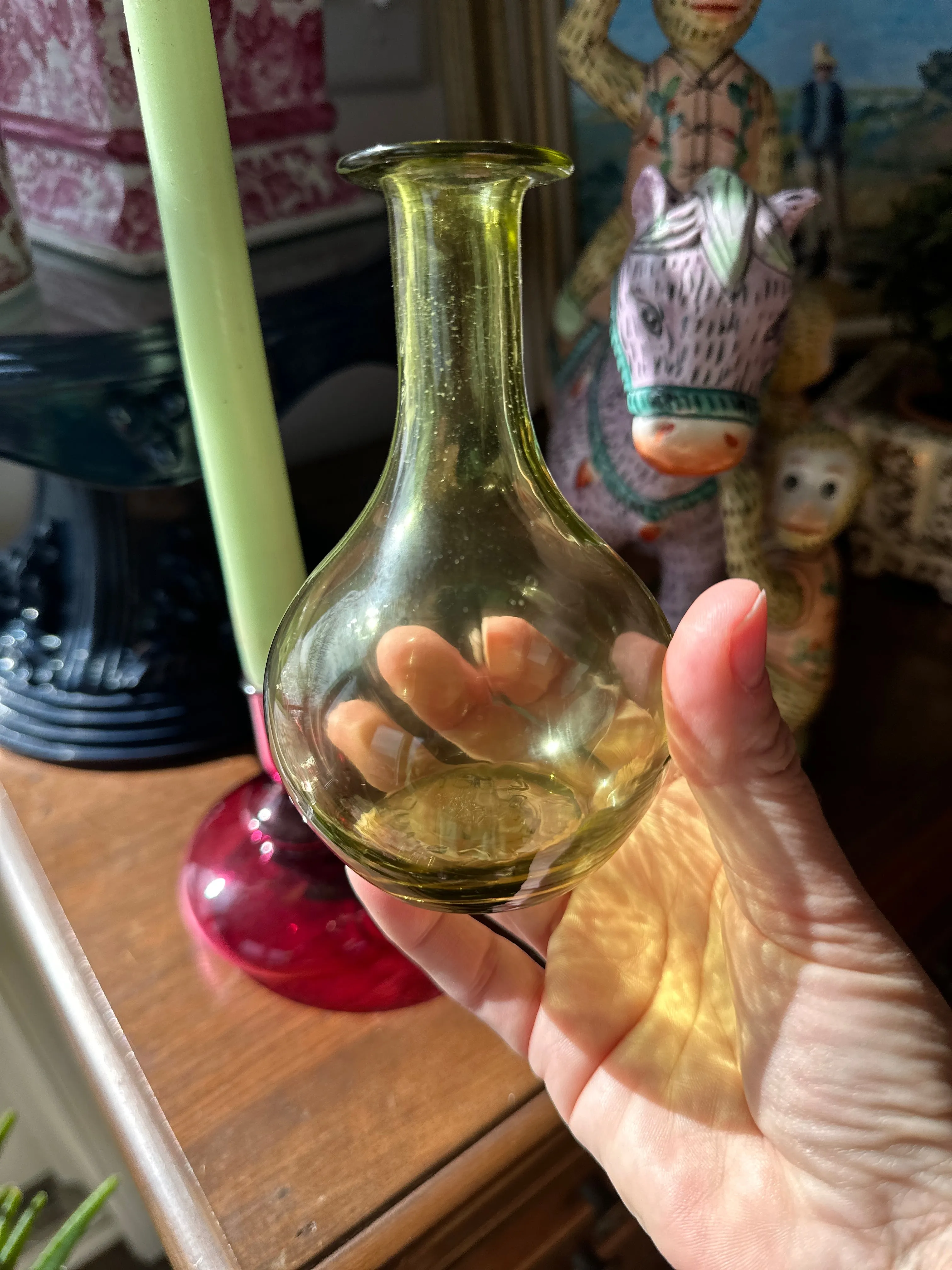 Vintage Glass Vase, Handblown Jamestown