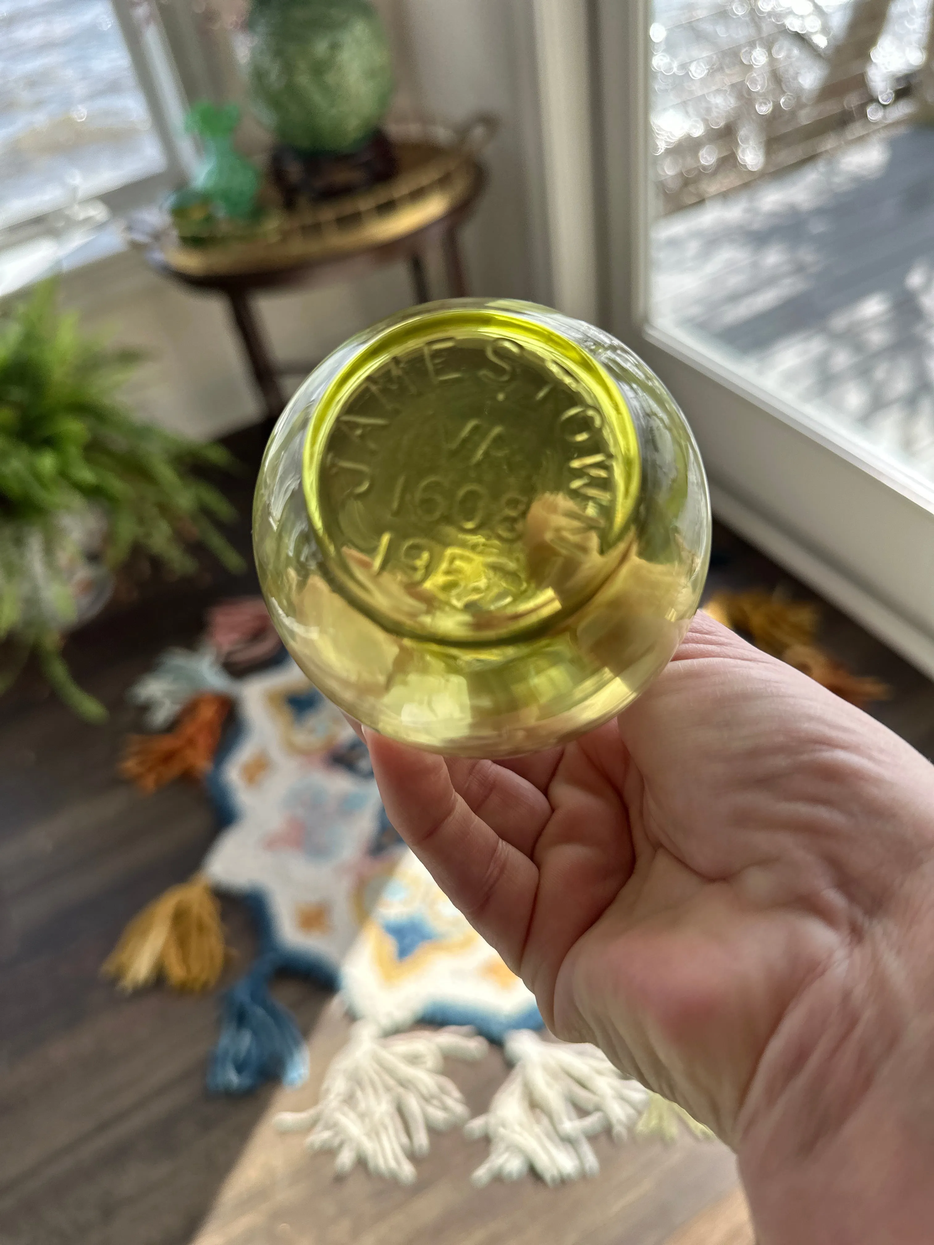 Vintage Glass Vase, Handblown Jamestown