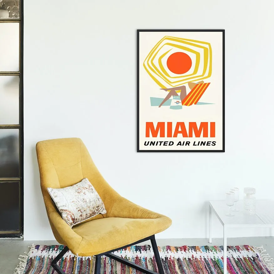 Vintage Miami Travel Poster PRINTABLE ART, Miami Art Print, Florida Poster, Famous Places, Travel Retro Posters