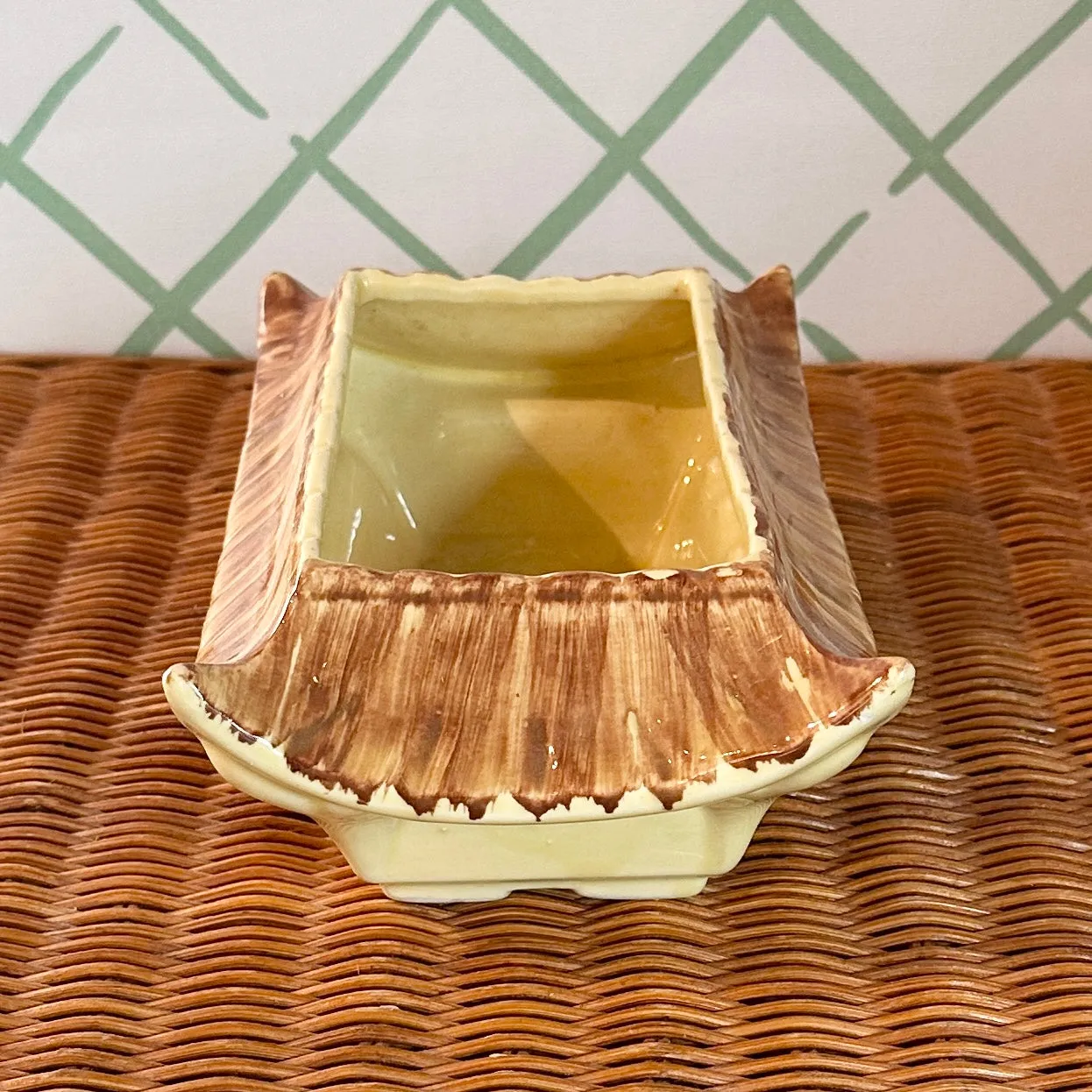 Vintage Yellow/Brown Pagoda Planter