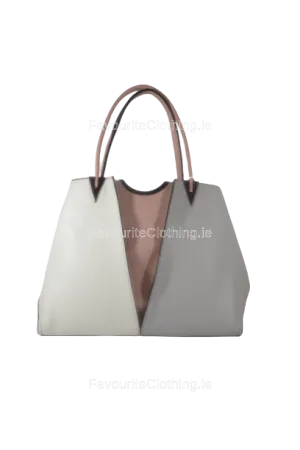 White & Grey Contrast Handbag