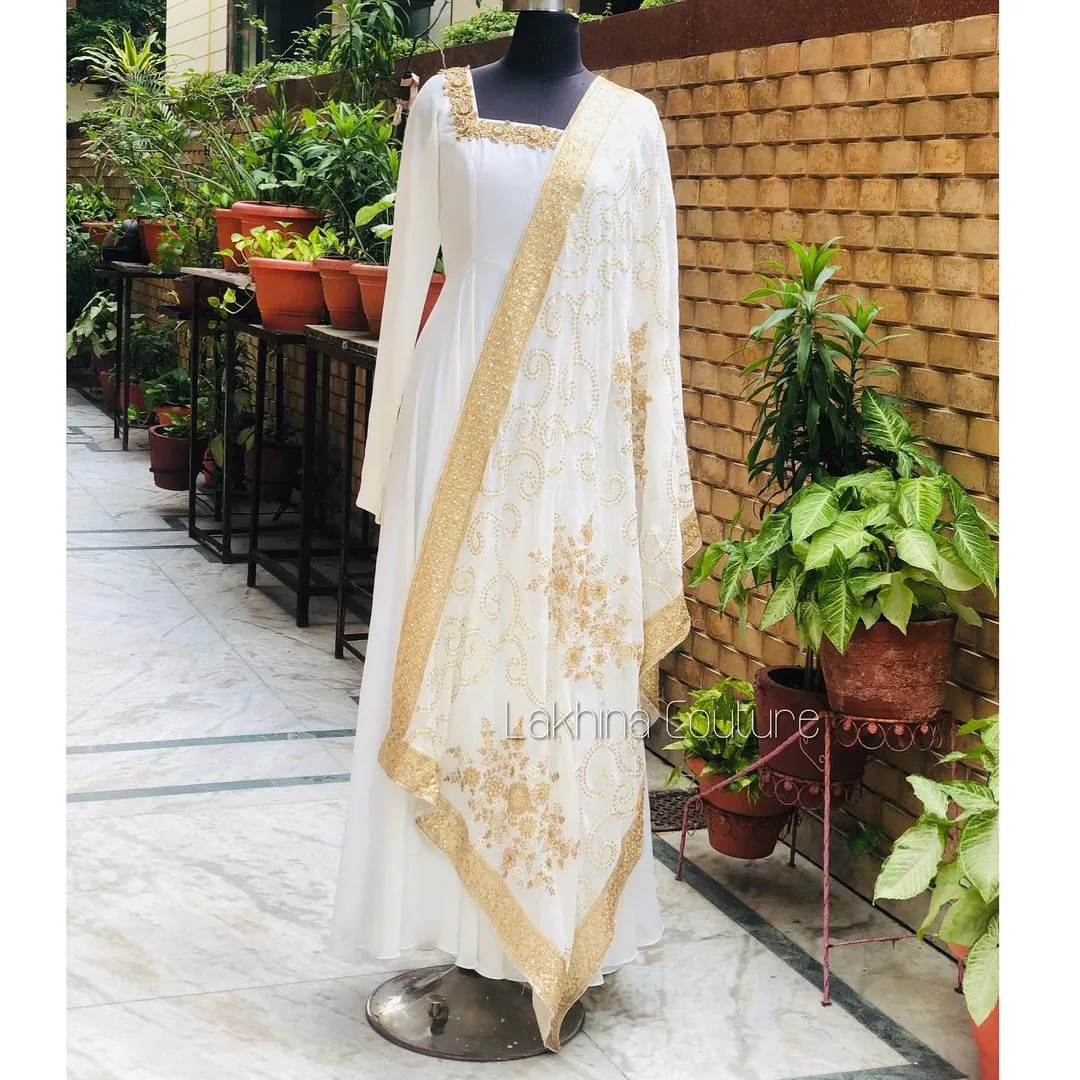 White Georgette Anarkali