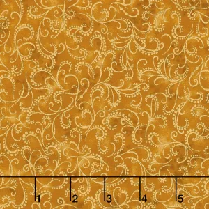 Winter's Grandeur - Holiday Ornate Scroll Gold Metallic Yardage