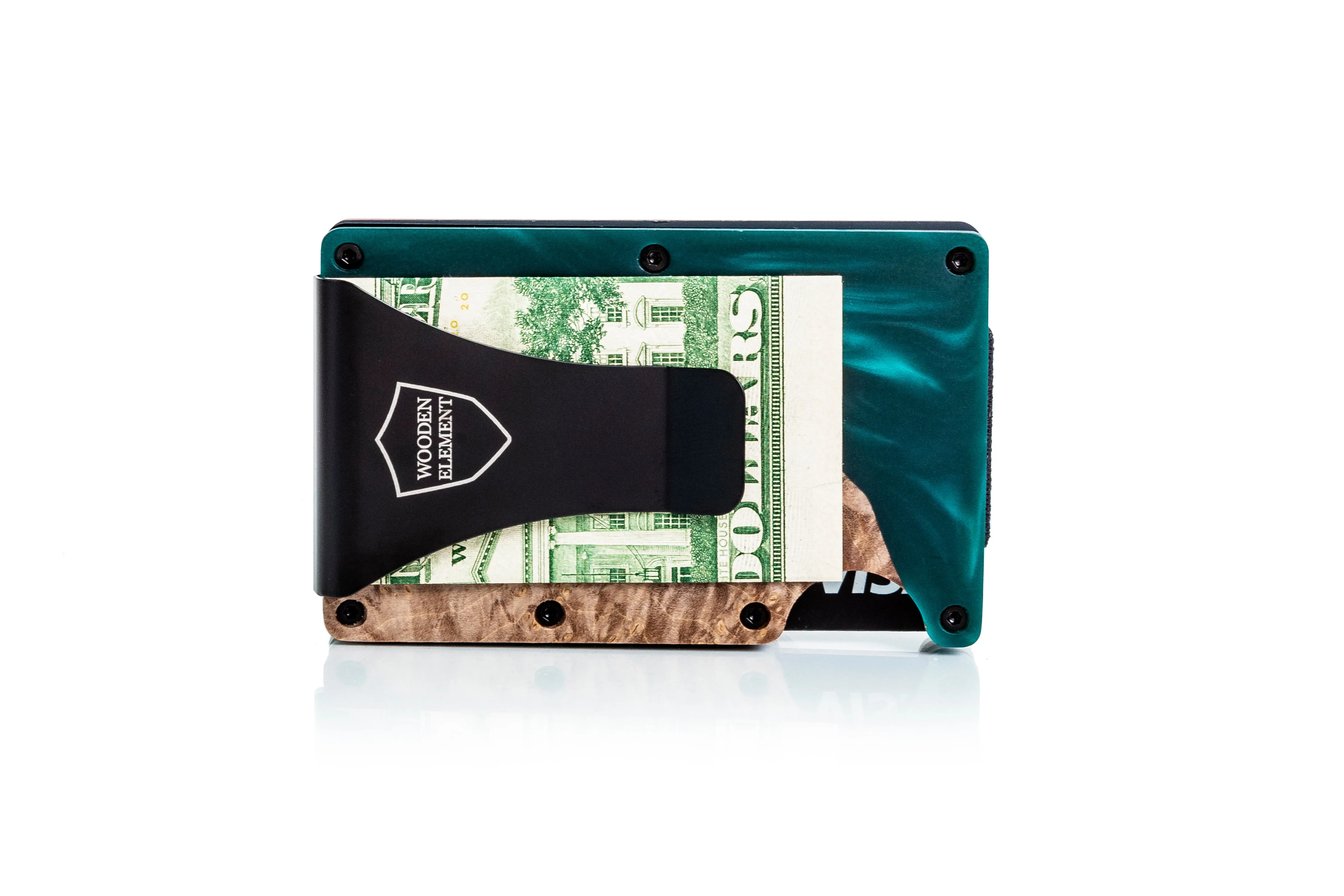 Wood and Resin Smart Wallet (Cyan)