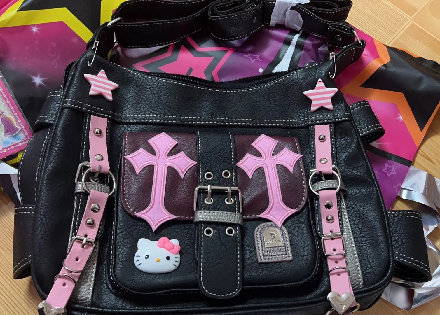 Y2K Kitty Cat Goth Large Capacity Student Messenger Bag