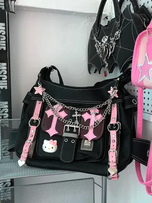 Y2K Kitty Cat Goth Large Capacity Student Messenger Bag