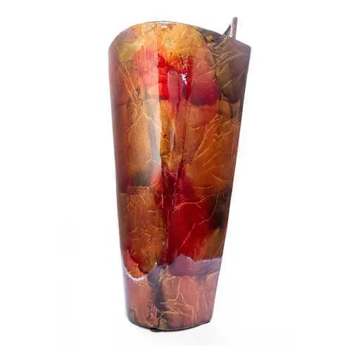 Zola Copper Red Gold Ceramic Foiled and Lacquered Tapered Vase