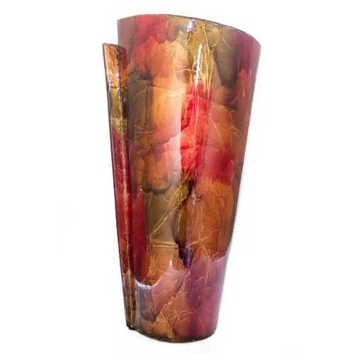 Zola Copper Red Gold Ceramic Foiled and Lacquered Tapered Vase