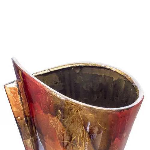 Zola Copper Red Gold Ceramic Foiled and Lacquered Tapered Vase